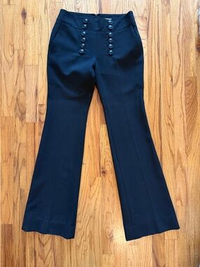Burberry Sailor-Button Wide Leg Pants - Black